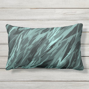 Coussin Rectangle Turquoise Vert Bleu Noir Abstrait Motif