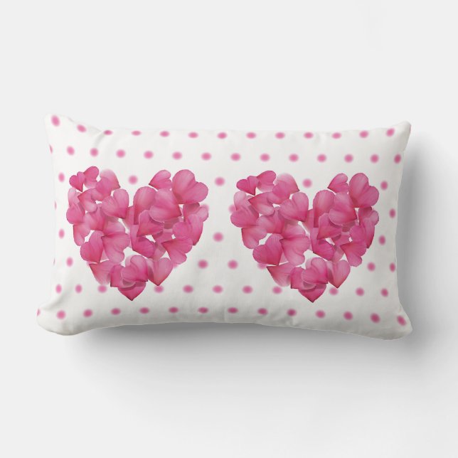 Coussin Rectangle Twin Hearts, rose rose pâle Lumbar Cushion (Recto)