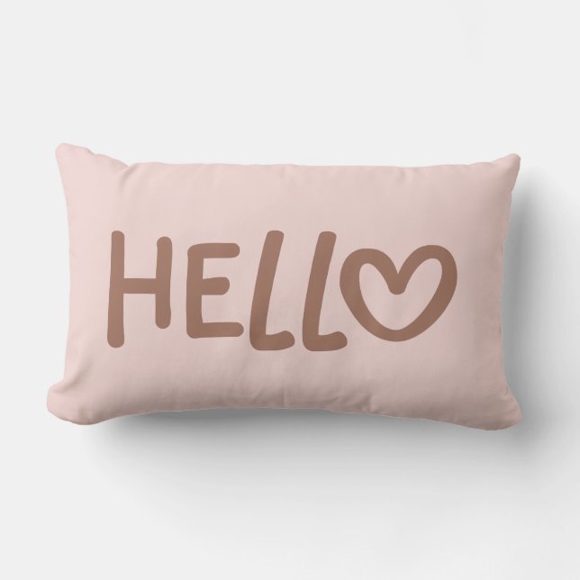 Coussin Rectangle Typographie Cœur Fantaisiste Mocha Bonjour (Recto)