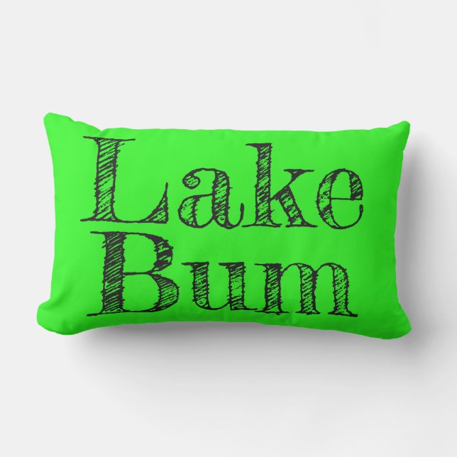 Coussin Rectangle Typographie cool lime vert et noir LAKE BUM (Recto)
