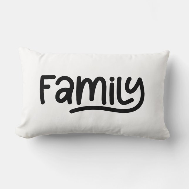 Coussin Rectangle Typographie de famille fantaisiste noir et blanc (Recto)