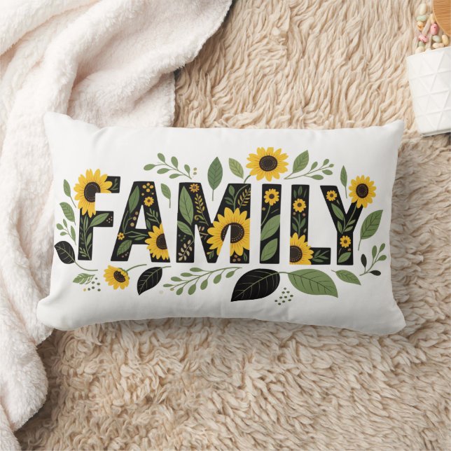 Coussin Rectangle Typographie de famille florale Boho esthétique (Couverture)