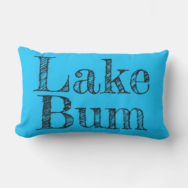 Coussin Rectangle typographie de LAKE BUM en bleu clair et noir (Recto)