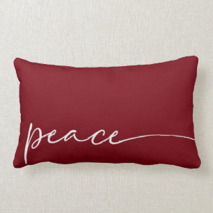 Coussin Rectangle Typographie du script "Peace Deep Red Elegge" Noë