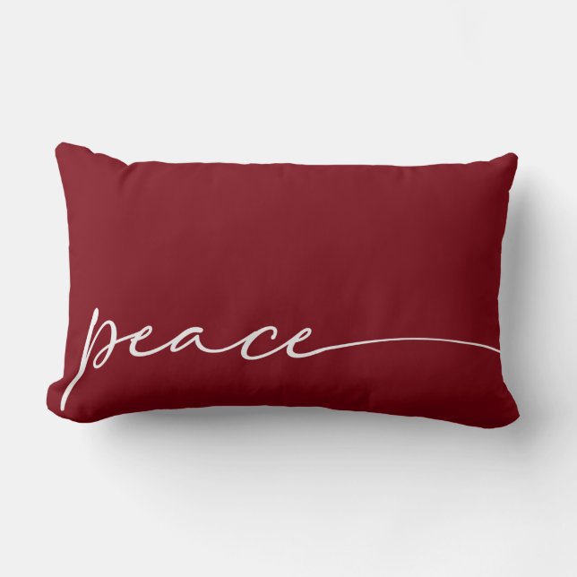 Coussin Rectangle Typographie du script "Peace Deep Red Elegge" Noël (Recto)