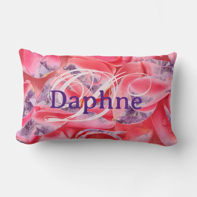 Coussin Rectangle Typographie Élégant Floral Moderne Monogramme Nom (Recto)