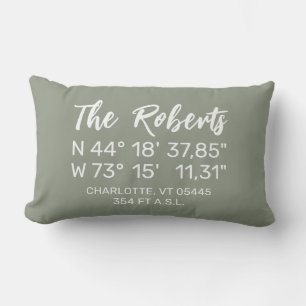 Coussin Rectangle Typographie minimaliste moderne Coordonnées GPS