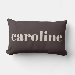 Coussin Rectangle Typographie Moderne Nom Personnalisé Marron Terreu