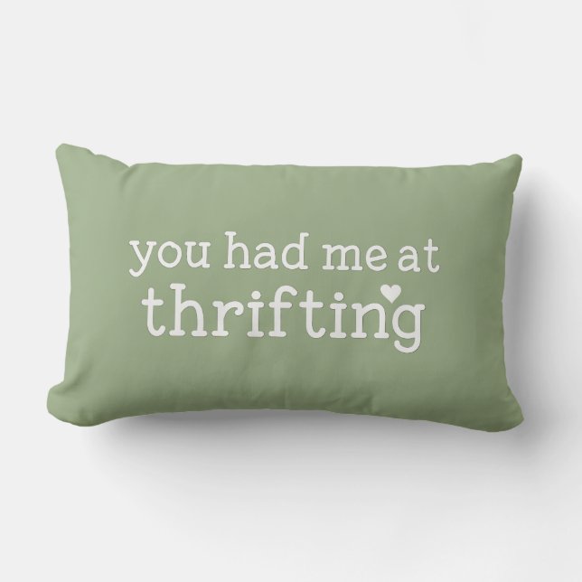 Coussin Rectangle Typographie Rétro Vert Sauge & Cœur  (Recto)