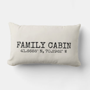 Coussin Rectangle typographie vintage coordonnées personnalisées bla