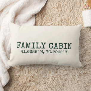 Coussin Rectangle typographie vintage coordonnées personnalisées crè