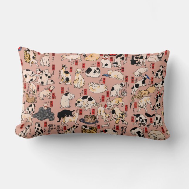 Coussin Rectangle Ukiyo-e Chat Japonais Vintage : Kuniyoshi (Recto)