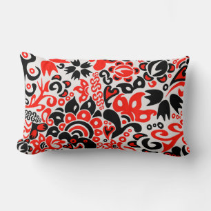 Coussin Rectangle Ukrainian ethnic folk art floral pattern absrtact 