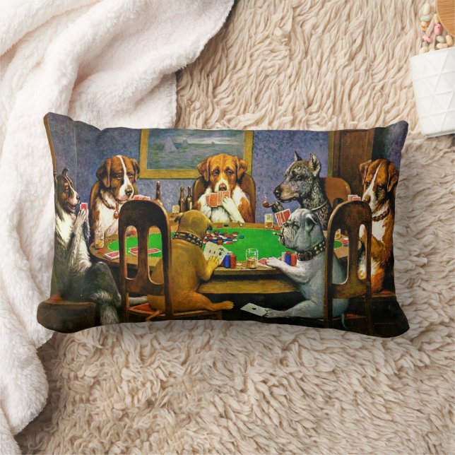 Coussin Rectangle Un ami dans le besoin, chiens jouant au poker, (Couverture)