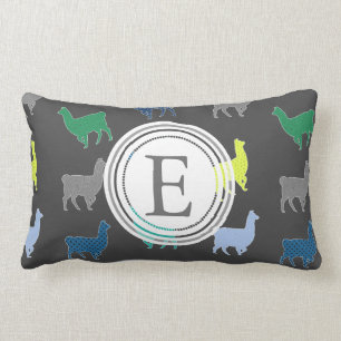 Coussin Rectangle Un bon nombre de monogramme de motif de lamas