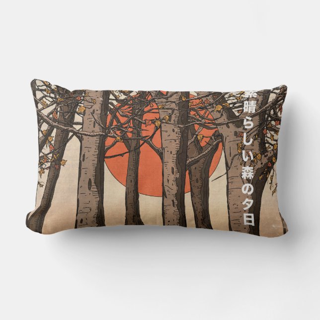 Coussin Rectangle Un coucher de soleil merveilleux en forêt (Recto)