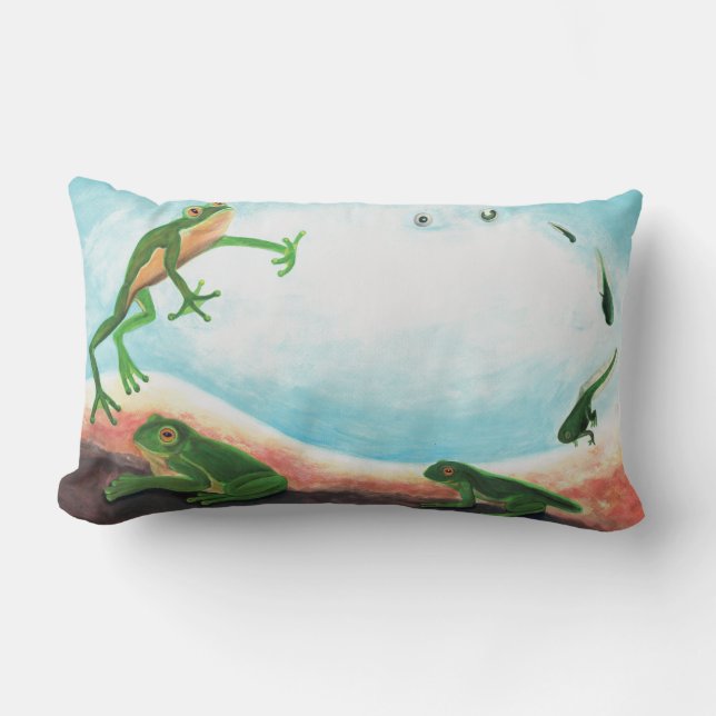 Coussin Rectangle Un cycle de vie étonnant d'une grenouille (Recto)