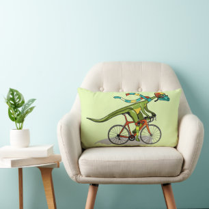 Coussin Rectangle Un Dinosaure Anabisetia À Vélo.