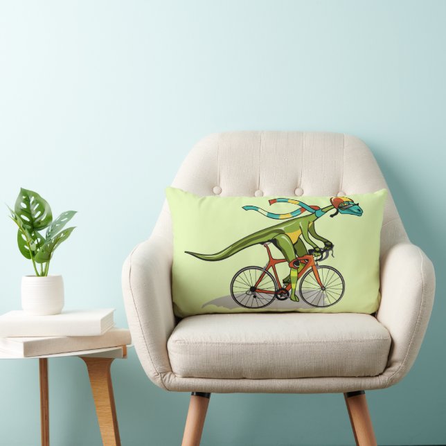 Coussin Rectangle Un Dinosaure Anabisetia À Vélo. (Chaise)