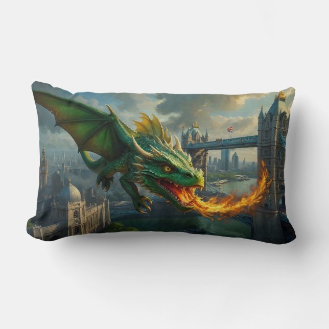 Coussin Rectangle Un dragon gallois vert terrorisait Londres (Recto)