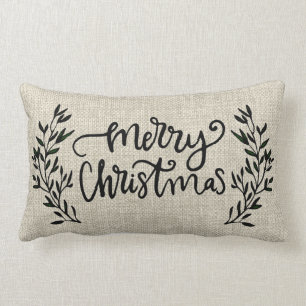 Coussin Rectangle Un joyeux Noël rustique à la ferme