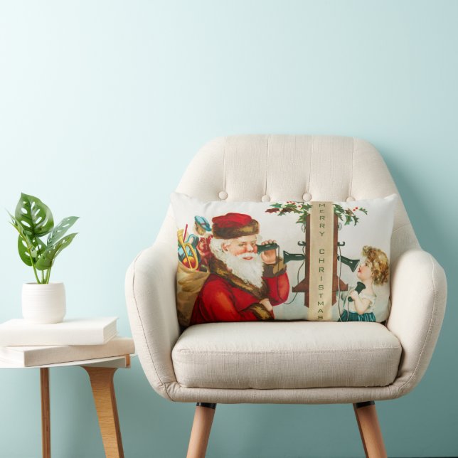 Coussin Rectangle Un joyeux Noël Santa Claus par Ellen Clapsaddle (Chaise)