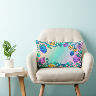 Coussin Rectangle Un motif de baies psychédéliques vibrant