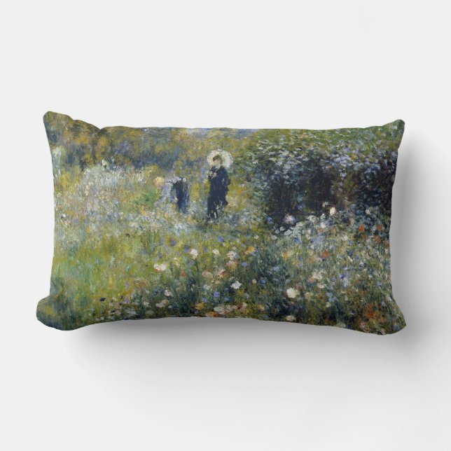 Coussin Rectangle Une femme avec un parasol dans un jardin par Augus (Recto)