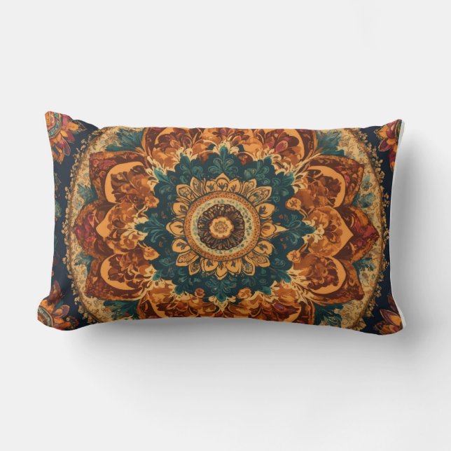 Coussin Rectangle Une tapisserie dynamique de motifs bohèmes (Recto)