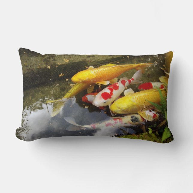 Coussin Rectangle Une voie d'eau complètement des carpes japonaises (Recto)
