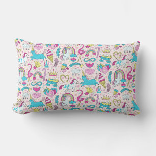 Coussin Rectangle Unicorn Doodle Motif