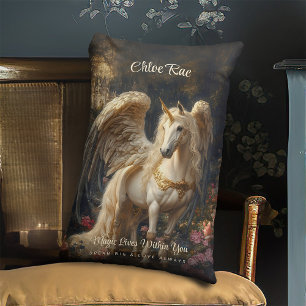 Coussin Rectangle Unicorne à ailes classiques Magique Fairytale Hors