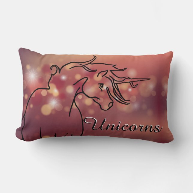 Coussin Rectangle Unicorne fleurie (étoiles du marron) (Recto)