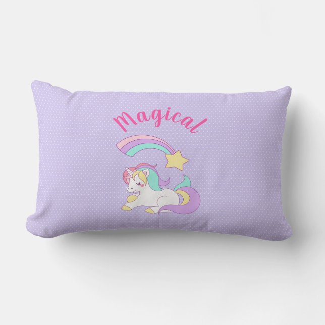 Coussin Rectangle Unicorne magique avec Rainbow Shooting Star (Recto)