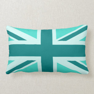 Coussin Rectangle Union Jack 2 turquoise et sarcelle