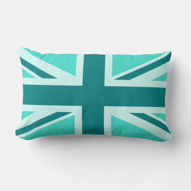 Coussin Rectangle Union Jack 2 turquoise et sarcelle (Recto)