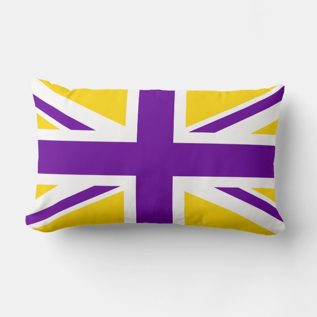Coussin Rectangle Union Jack dorée et violette (Recto)