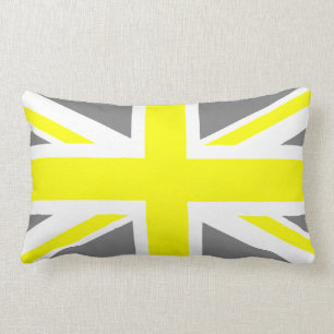 Coussin Rectangle Union Jack gris et jaune