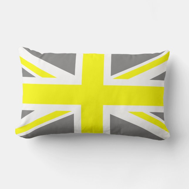 Coussin Rectangle Union Jack gris et jaune (Recto)