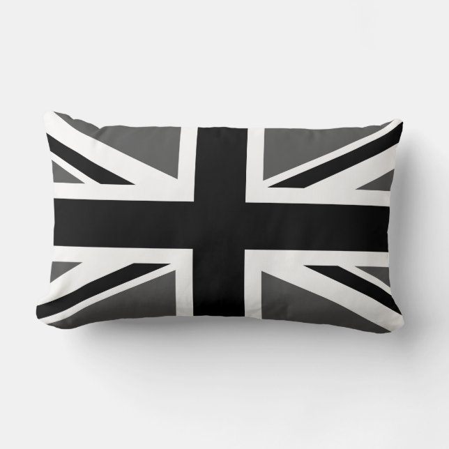 Coussin Rectangle Union Jack noire et grise (Recto)