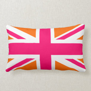 Coussin Rectangle Union Jack orange et rose