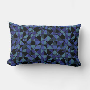 Coussin Rectangle Unique Gras Hip Géométrique Bleu Cyan Gris Noir