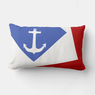 Coussin Rectangle Uniquement Arrière - plan couleur - bleu blanc + v