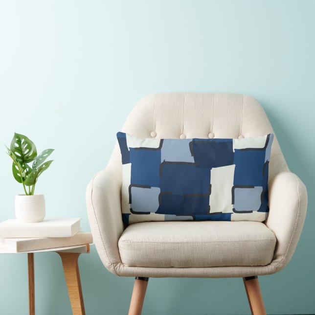 Coussin Rectangle Urban Geo | Cobalt Cool | Motif Héros (Chaise)