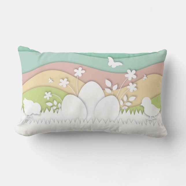 Coussin Rectangle Vacances alimentaires poussins et oeufs cachés pri (Recto)