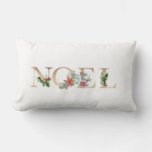 Coussin Rectangle Vacances de Noël Elegant Gold et White Noel