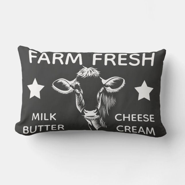 Coussin Rectangle Vache laitière fraîche ferme (Recto)