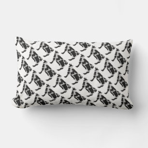 Coussin Rectangle Vache Noir et Blanc Silhouette