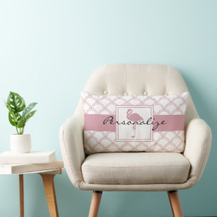 Coussin Rectangle Vague Art déco Flamant Rose