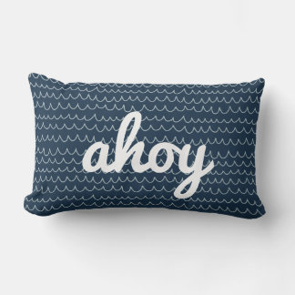 Coussin Rectangle Vague nautique Script moderne d'ahoy côtier